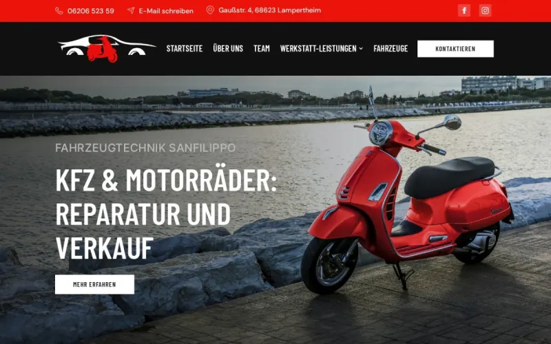 Website von Fahrzeugtechnik Sanfilippo, Automobil, Startseite