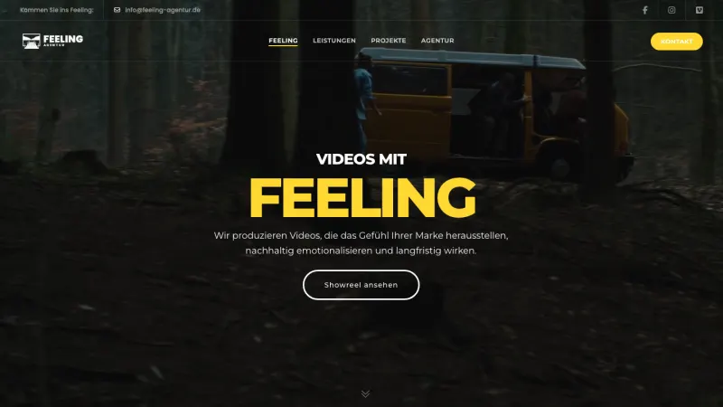 Website von Feeling Agentur, Agentur und Marketing, Startseite