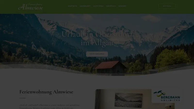 Website von FEWO Almwiese, Ferienwohnung, Startseite