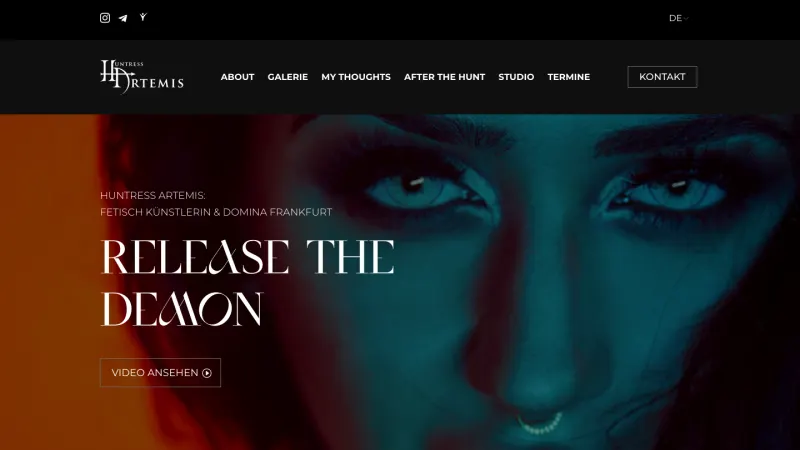 Website von Huntress Artemis, Sonstiges, Startseite
