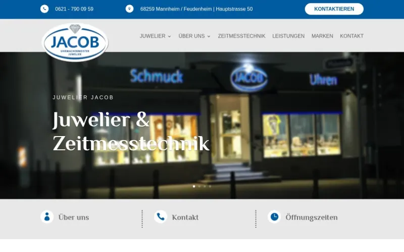 Website von Juwelier Jacob, Handel und Einzelhandel, Startseite