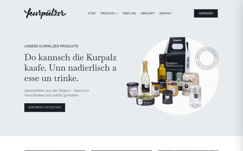 Website von Kurpälzer, Handel und Einzelhandel, Startseite