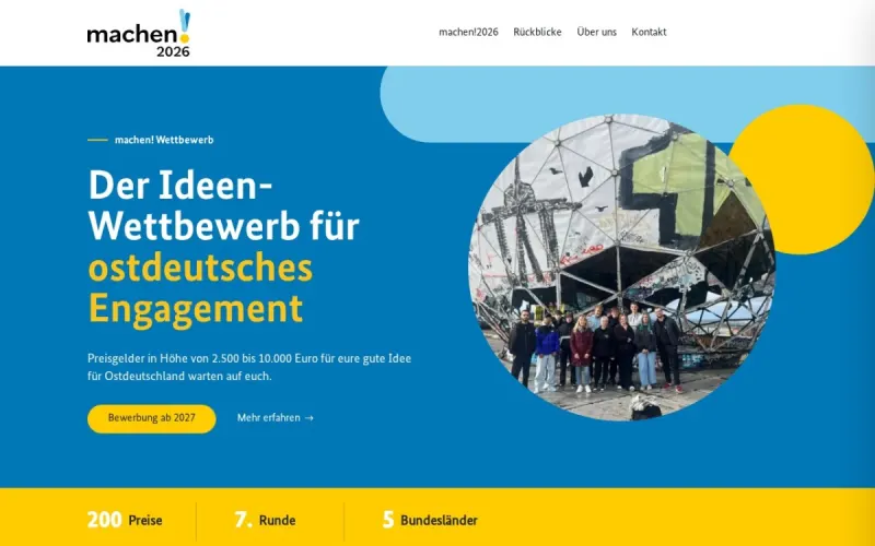 Website von machen! Wettbewerb, Verein und Verband, Startseite