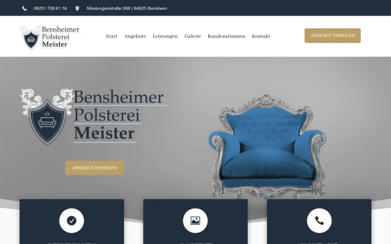 Website von Polsterei Bensheim, Polsterei, Startseite