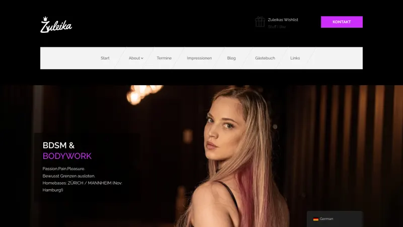Website von Princess Zuleika, Sonstiges, Startseite