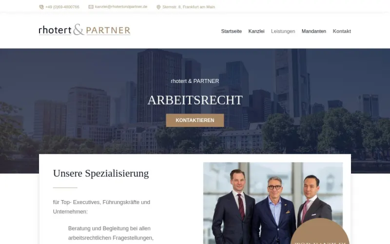 Website von Rhotert und Partner, Rechtsanwalt, Startseite