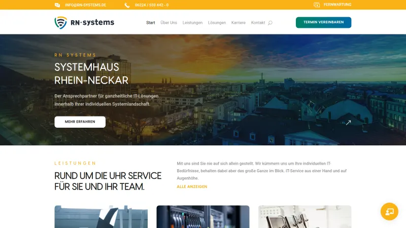 Website von RN Systems, IT und Software, Startseite