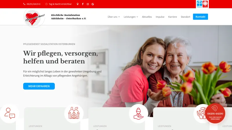 Website von Sozialstation Osterburken, Pflege und Soziales, Startseite
