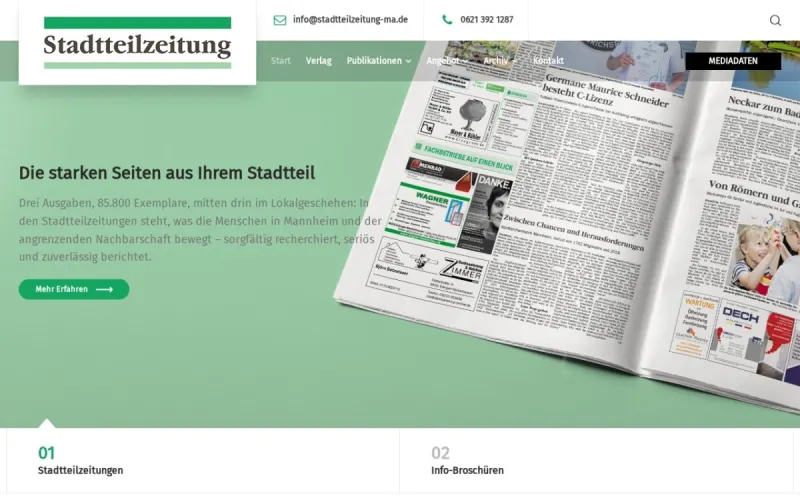 Website von Stadtteilzeitung Mannheim, Kultur und Veranstaltung, Startseite