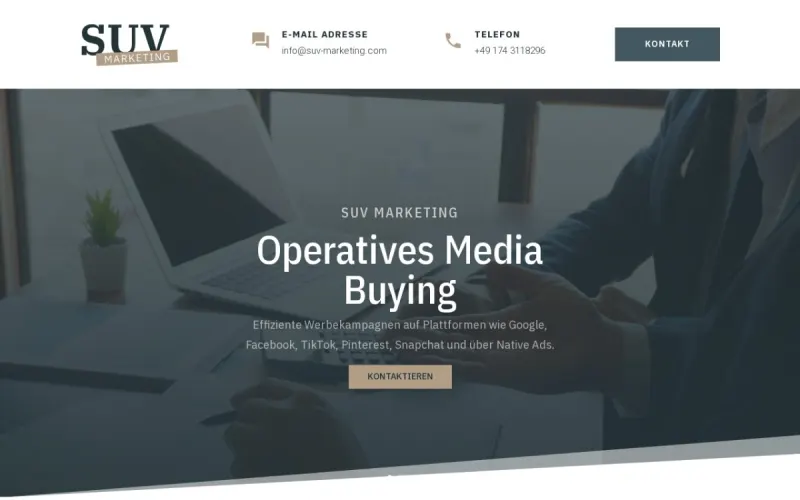 Website von SUV Marketing, Agentur und Marketing, Startseite