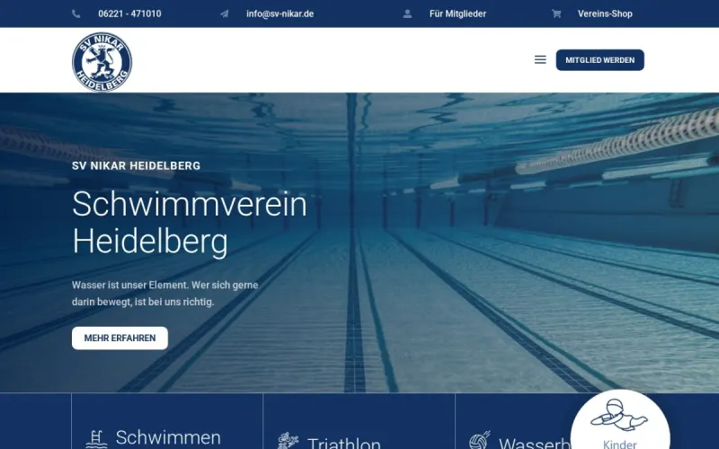 Website von SV Nikar, Verein und Verband, Startseite